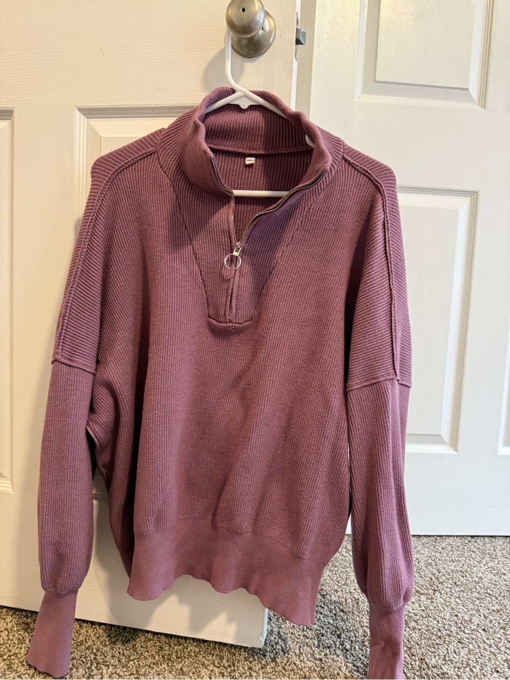 Mauve Quarter-Zip Sweater Pullover XL